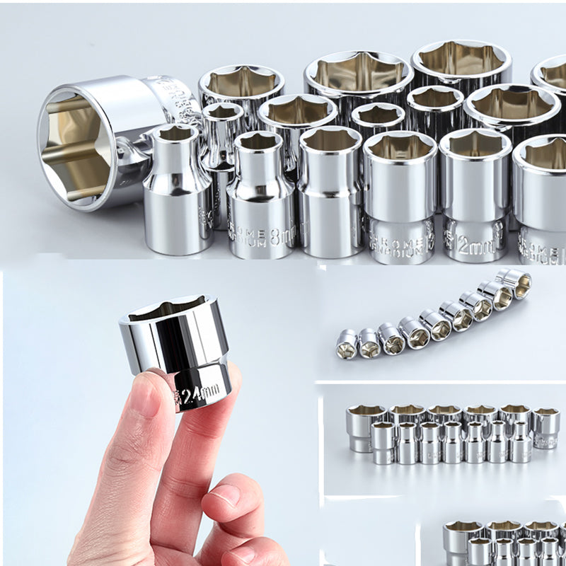 Juego de llaves de vaso rápidas con carraca para reparación de automóviles